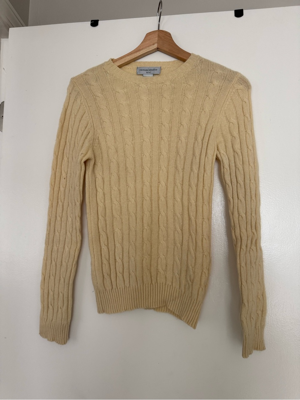 Nordstrom Sutton Studio 100% cashmere cable net sweater in butter yellow